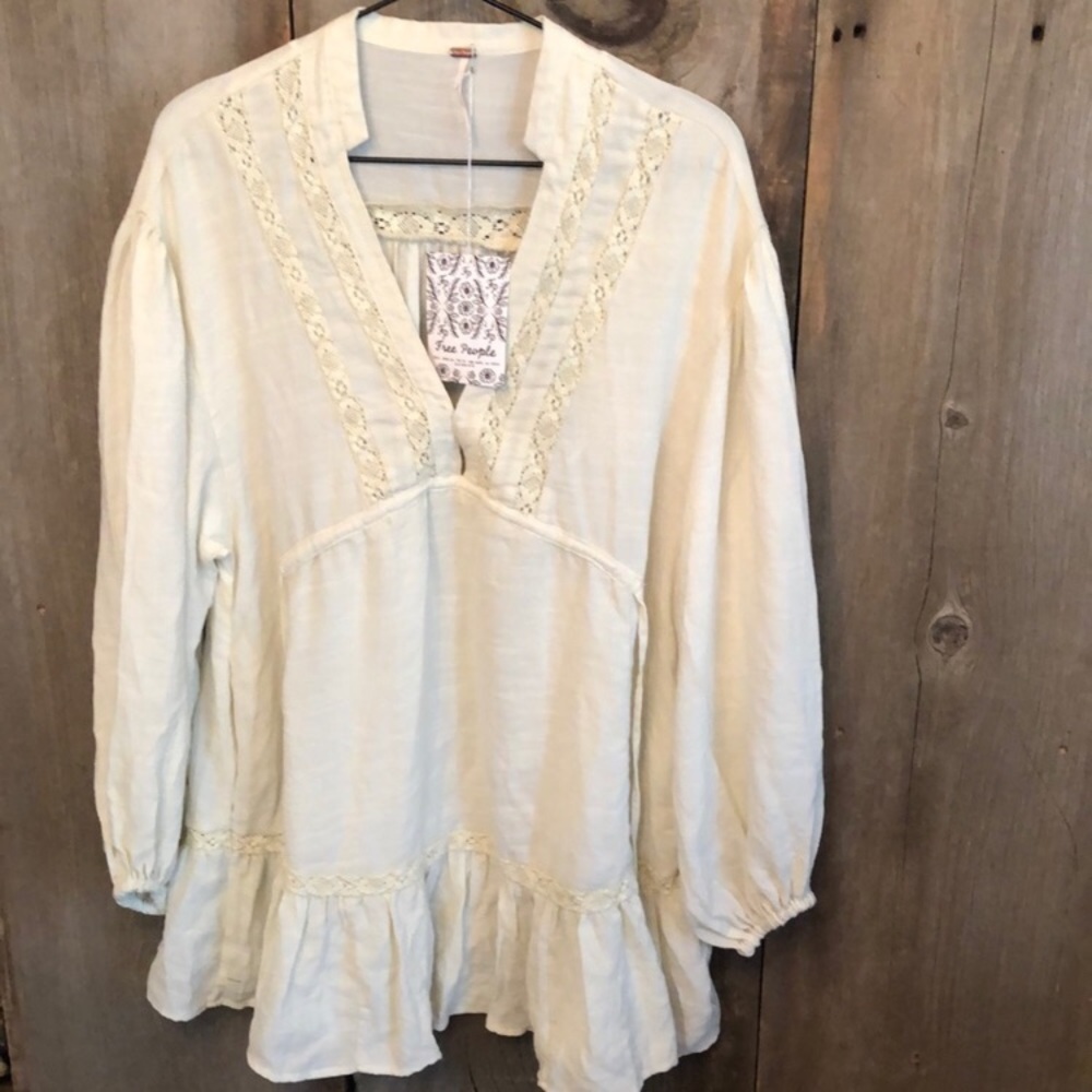 Free People Rugged Beauty Swing Dress in Ecru Wash Size XS Bohemian